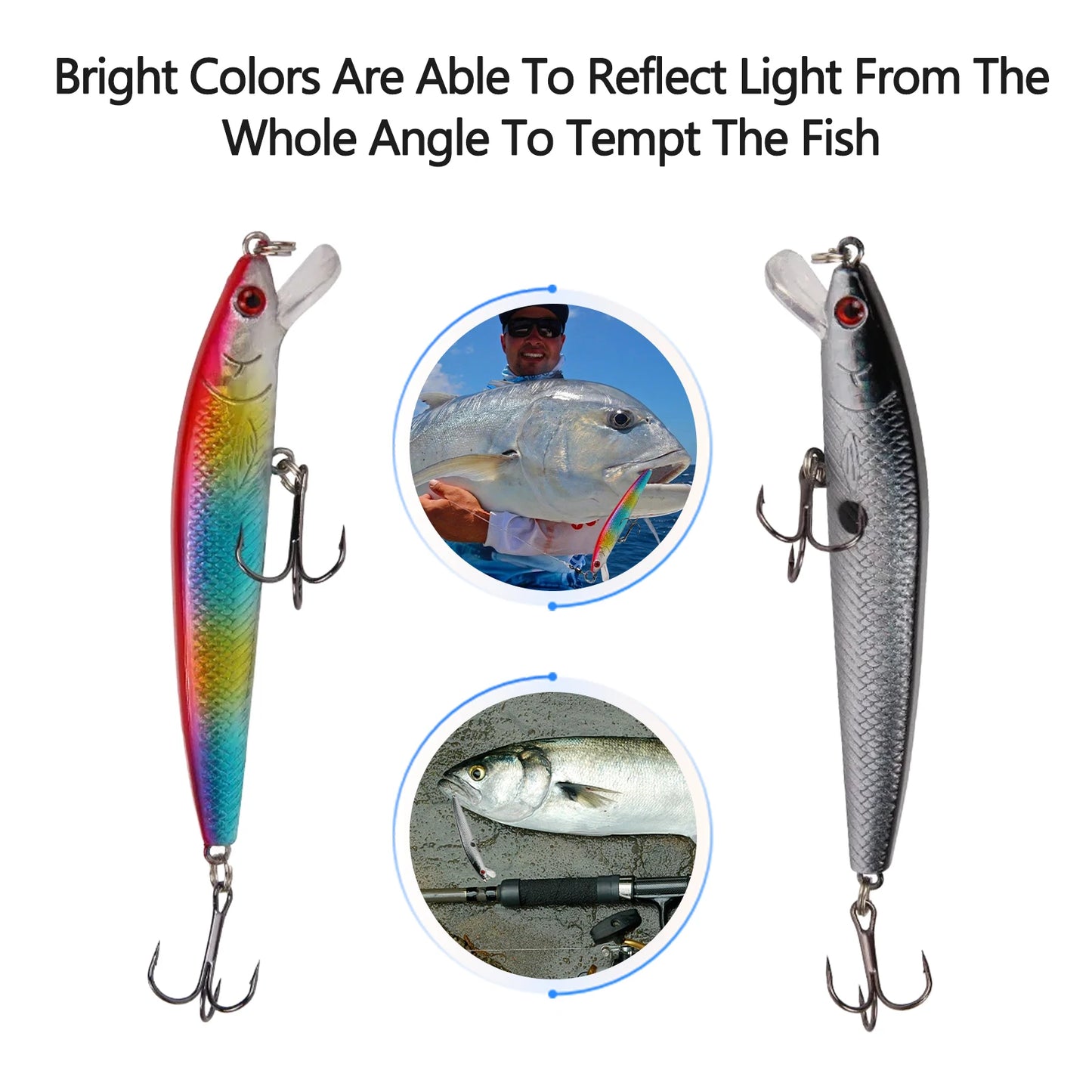 20Pcs Minnow Hard Fishing Lures Set, Artificial Plastic Swimbait Crankbait Tackle for Freshwater Saltwater Bass Trout Pike Fishing