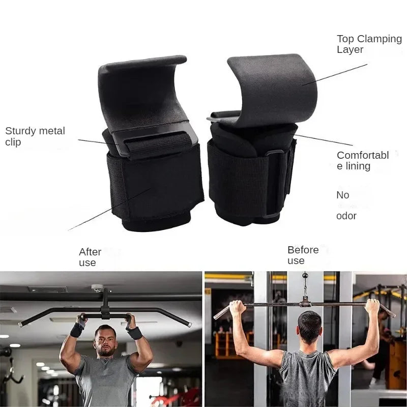 Non Slip Weight Lifting Hooks And Straps For Deadlift And Pull Ups