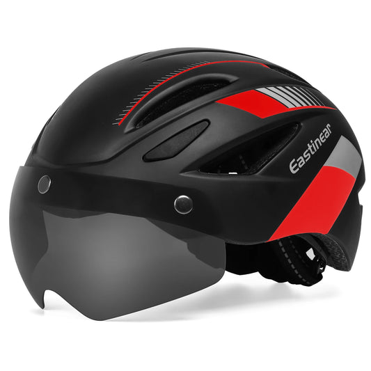 MTB Bike Helmet with Magnetic Goggles for Men Women Adults Bicycle Safety Caps with USB LED Taillight Mountain Road Bike Scooter Racing Cycling Helmets