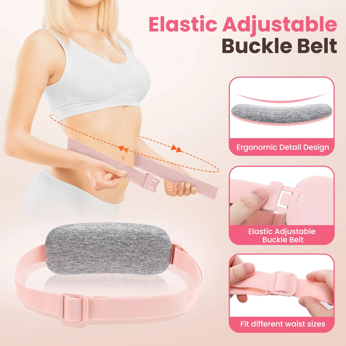 Heating Pad for Women, Vibrating Massager Belt with 5 Heat 45-65℃ & 4 Modes, Cordless Period Warm Compress, Abdominal Wrap