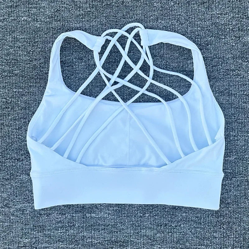 New Women Sports Bra Push Up Cross Back Shockproof Running Gym Training Workout Yoga Underwear Crop Tops