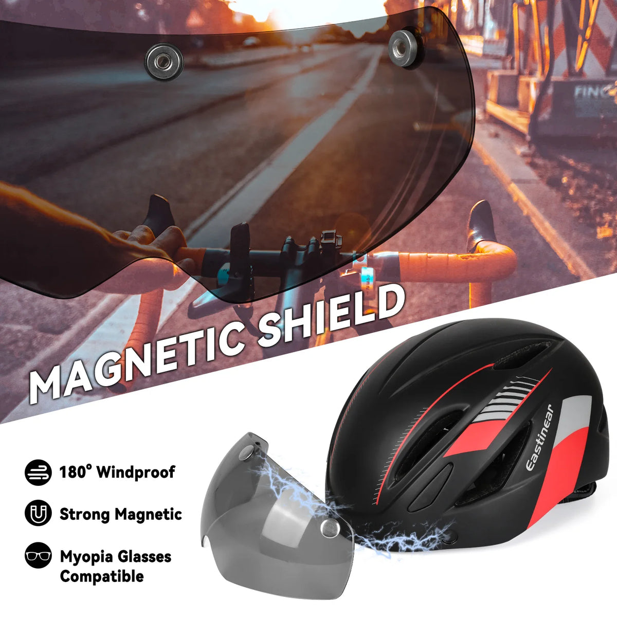 MTB Bike Helmet with Magnetic Goggles for Men Women Adults Bicycle Safety Caps with USB LED Taillight Mountain Road Bike Scooter Racing Cycling Helmets