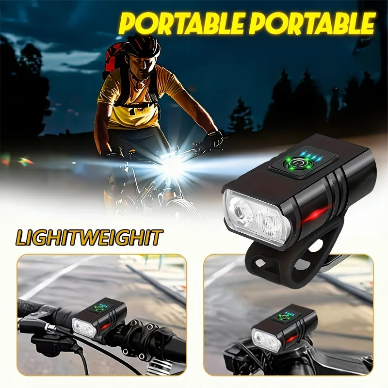 One Pair Of High-brightness Bike Lights with 6 Adjustable Lighting Modes, USB Rechargeable. Ideal for Night Cycling, Hiking, Camping And Work Lighting, Fits Most Bicycles. Perfect Gift for Boyfriend And Family.