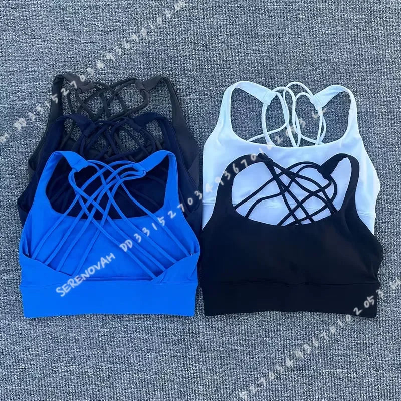 New Women Sports Bra Push Up Cross Back Shockproof Running Gym Training Workout Yoga Underwear Crop Tops
