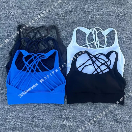 New Women Sports Bra Push Up Cross Back Shockproof Running Gym Training Workout Yoga Underwear Crop Tops
