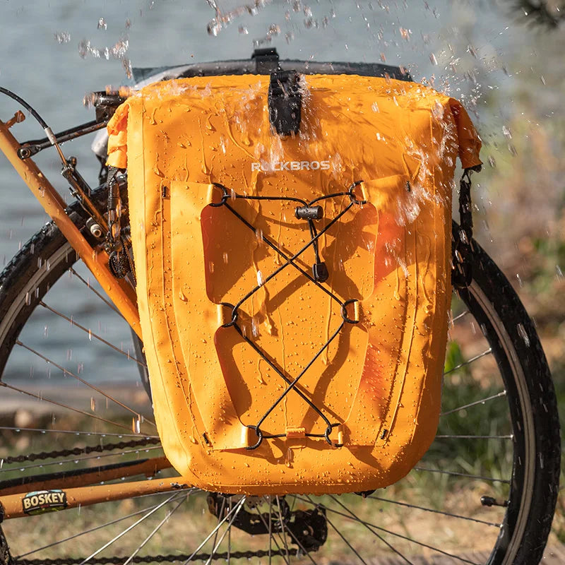 ROCKBROS Bike Carrier Bag 25L Big Capacity Rainproof Cycling Luggage Pannier Bag Adjustable Durable Travel Trunk Bag