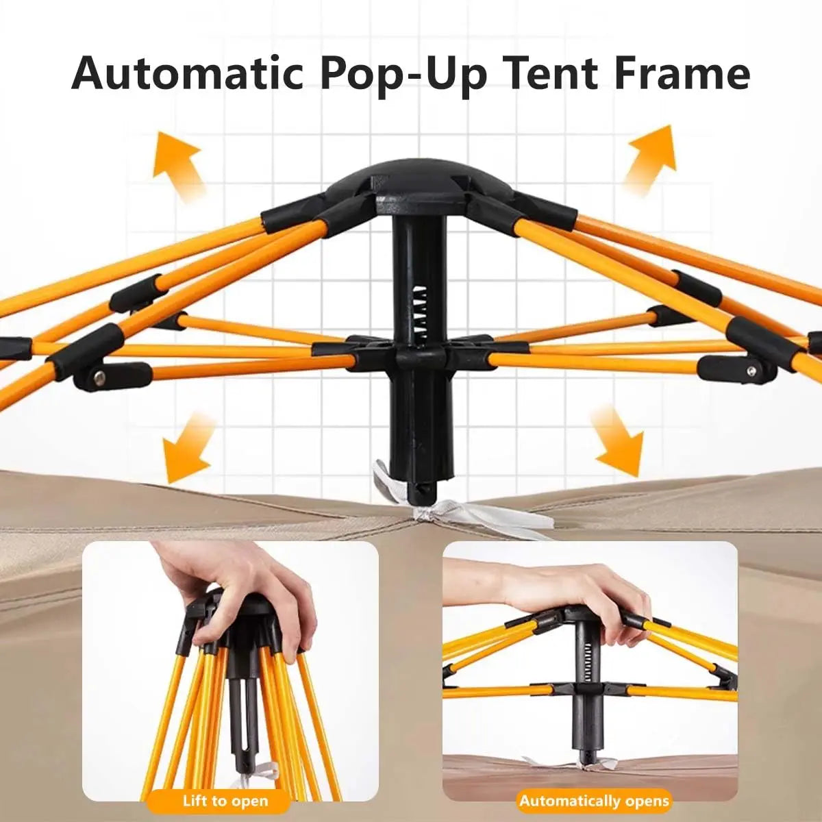 Automatic Pop-Up Outdoor Camping Tent Quick to Set Up, Windproof, Sun-Proof, and Rain-Resistant; Suitable for Family Camping, Backyard Gatherings, Picnics, and Hiking; A Portable Shelter.
