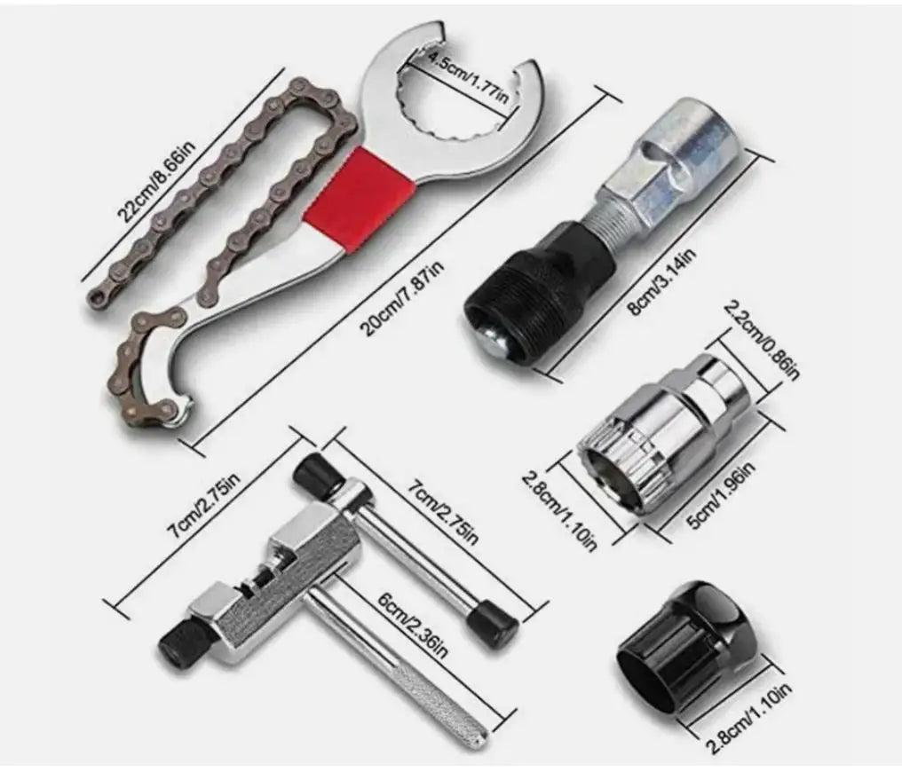 6 Pcs Bicycle Repairing Tools Cassette Removal Tool Bike Sprocket Removal Repair Tool Chain Breaker Crank Extractor Spoke Wrench