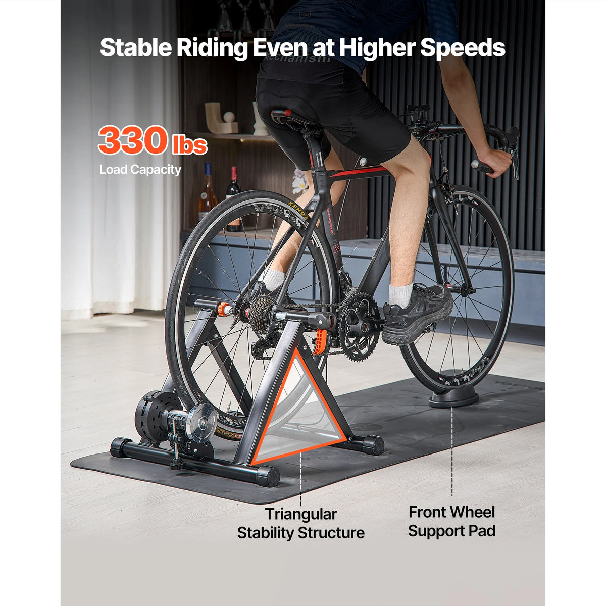 VEVOR Bike Trainer 6 Level Resistance 26-29 inch & 700C Wheels with Release Skewer & Front Wheel Riser Block for Road Bikes