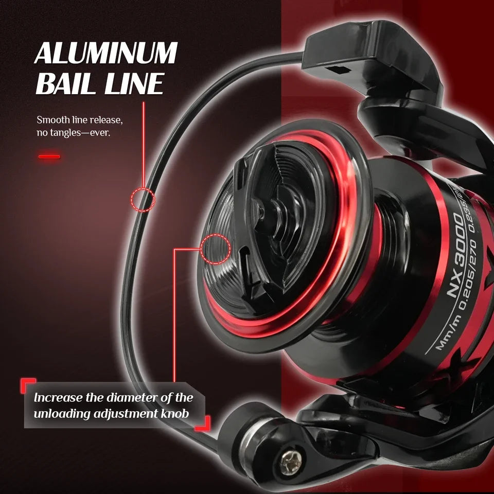 NX Spinning Fishing Reels For Saltwater Freshwater Metal Spool Left/Right Interchangeable Trout Carp Fishing Tackle
