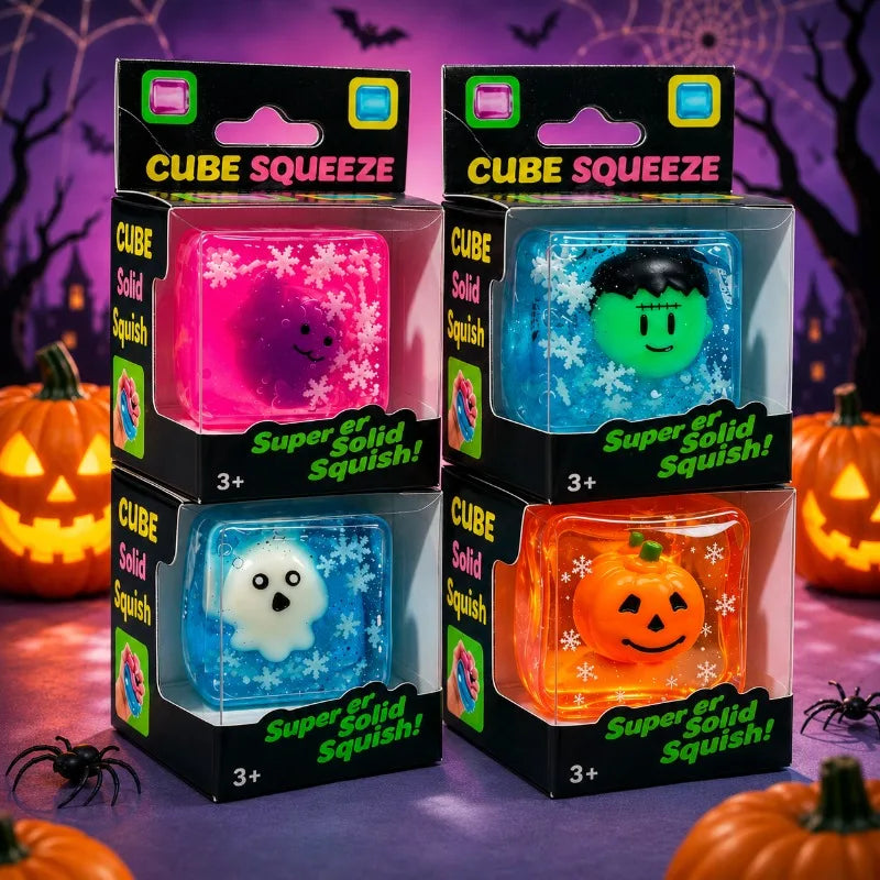 [Halloween Limited Edition] 1-Piece Random-Color Square Block Dog Pet Toy | Pumpkin Ghost Monster-Shaped Soft Interactive Toy