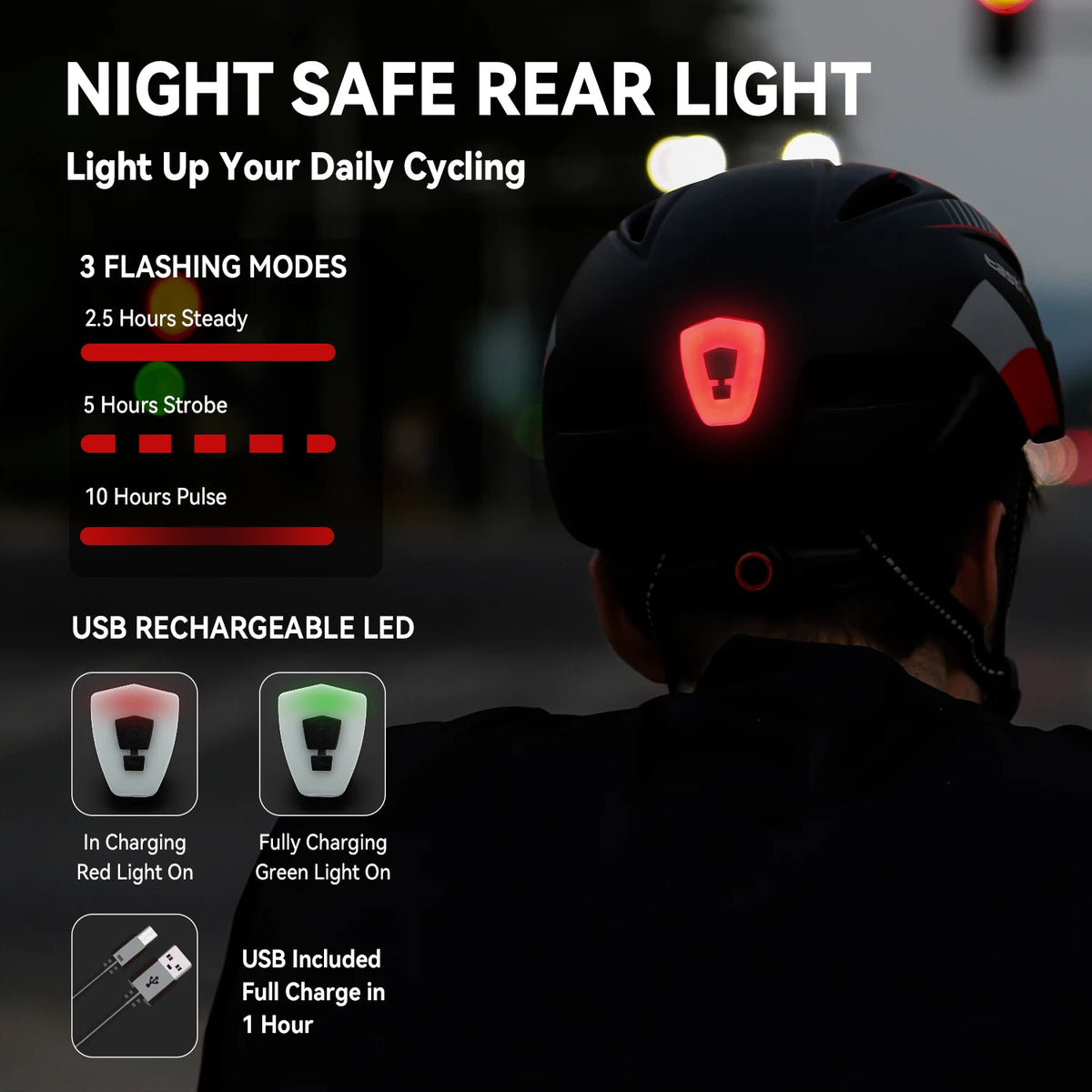 MTB Bike Helmet with Magnetic Goggles for Men Women Adults Bicycle Safety Caps with USB LED Taillight Mountain Road Bike Scooter Racing Cycling Helmets