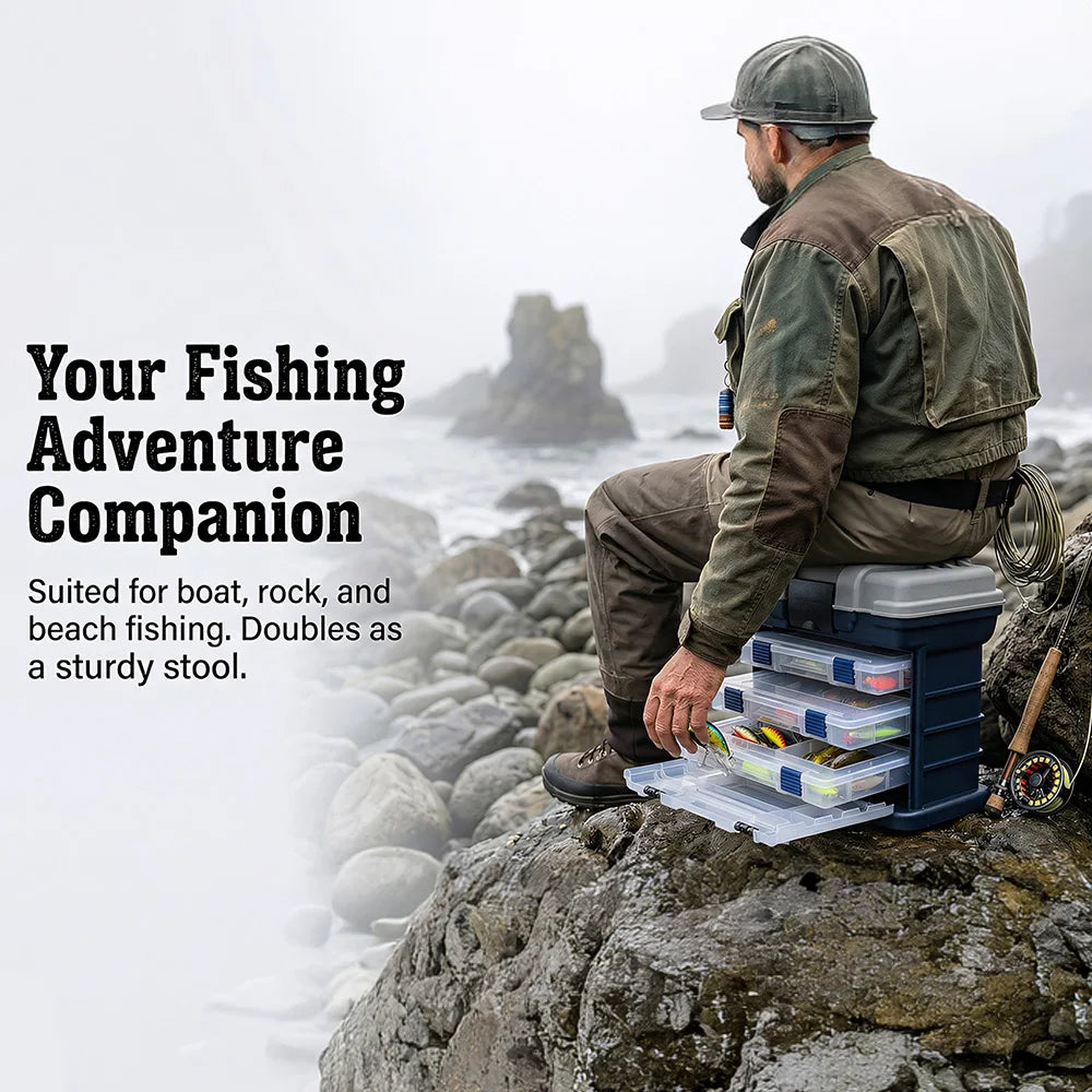 Zoe Fishing Tackle Box Kit with Fishing Pliers 4-Tier Multi-Functional Fishing Handheld Storage Box Adjustable Dividers Portable Fishing Tackle Lure Tool Box Arts Crafts