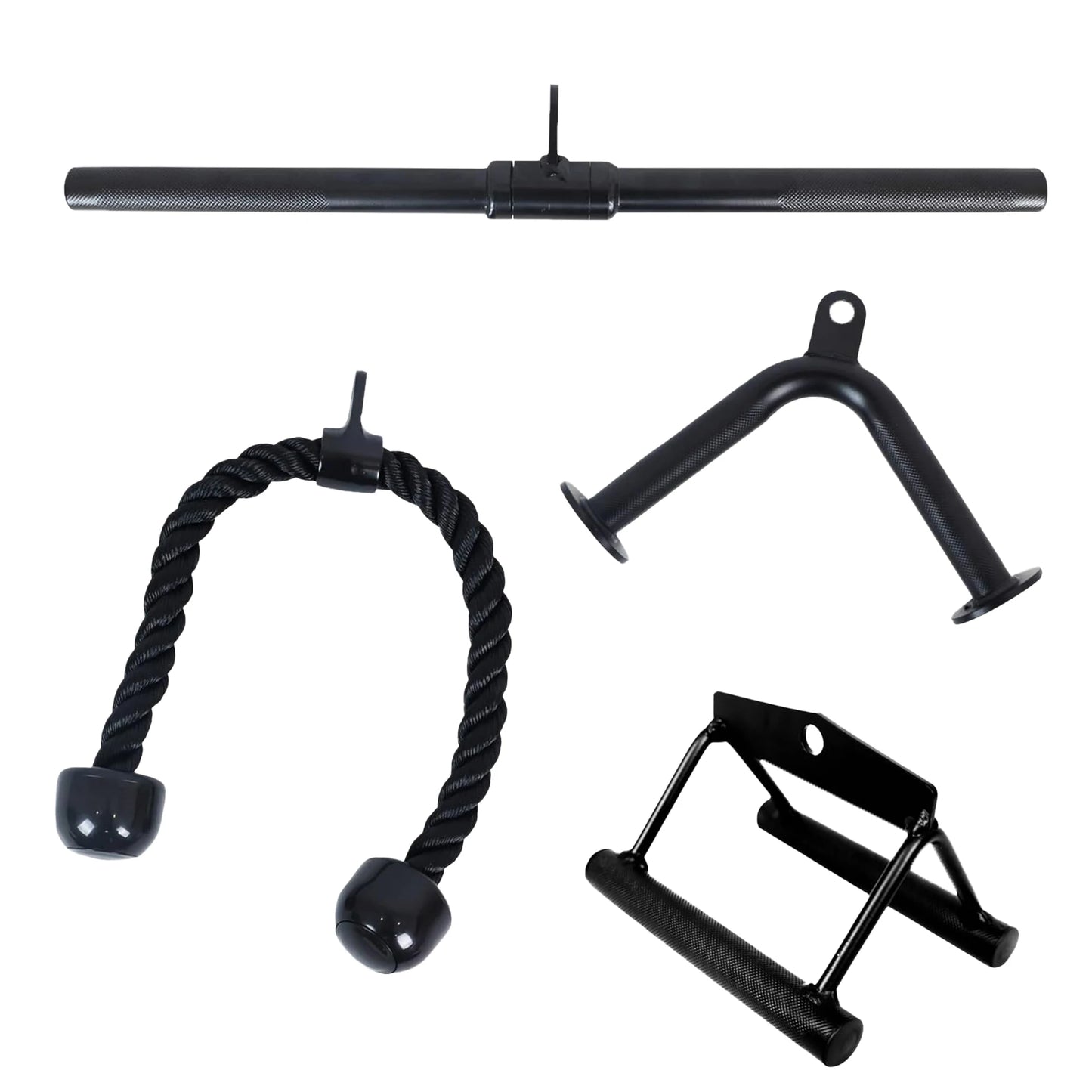 Tricep Press Down And Lat Pulldown Attachments With V Handle Rotating Bar