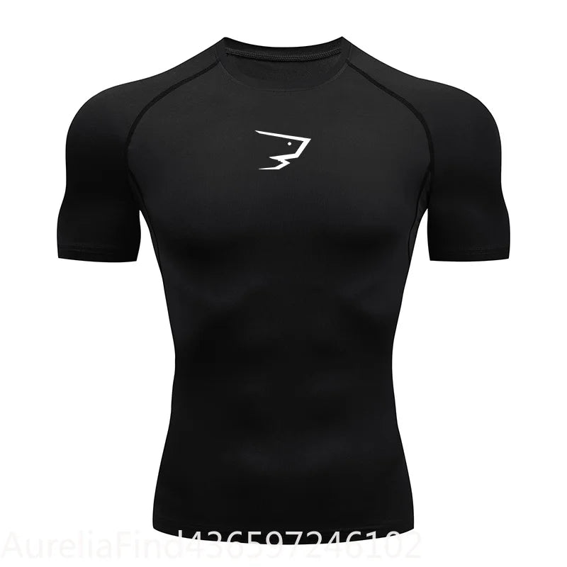 Men Short Sleeve Compression T-Shirt Running Gym Fitness Sport Tees Male Jogging Athletic Sport Tops