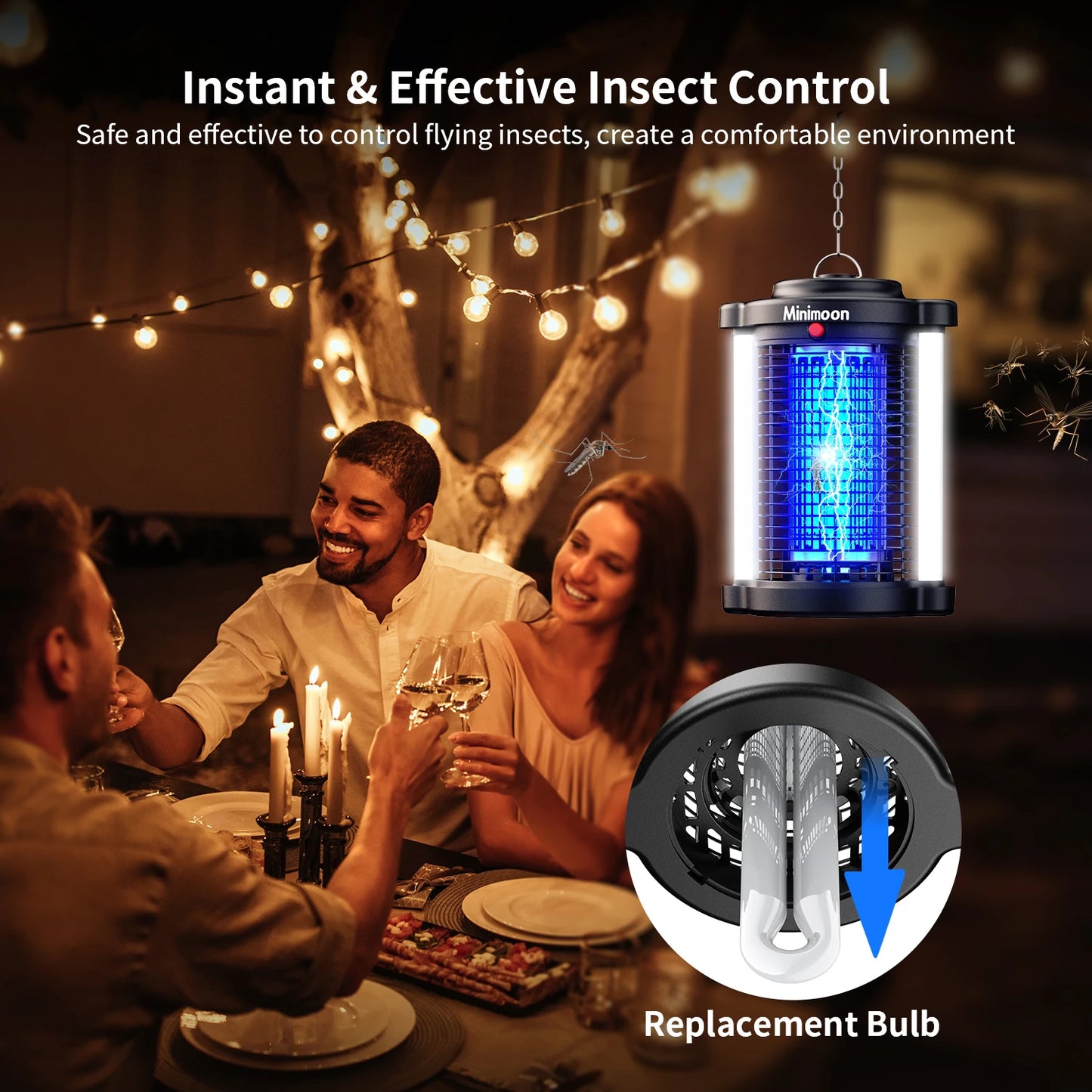 Outdoor Bug Zapper Mosquito Trap With Dual LED Lights 110V