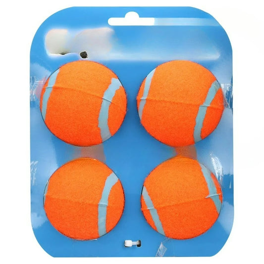 Tennis Dog Ball Durable Rubber Fetch Toy For Dogs, Medium 2.5", For Breeds 20-60 lb, Pack of 4, Orange