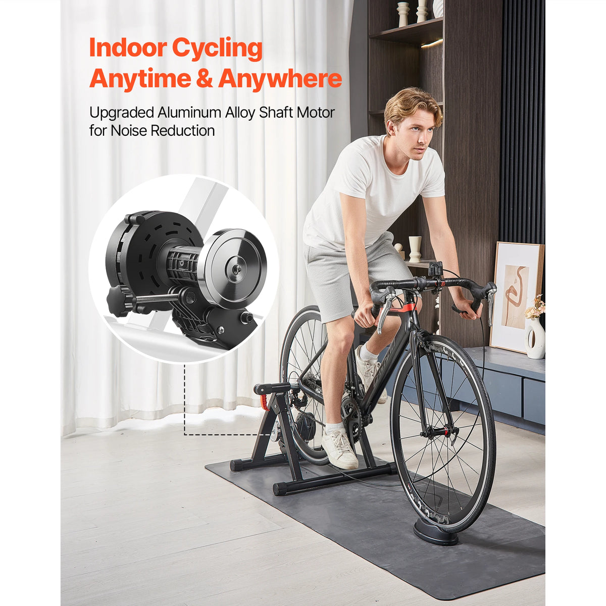 VEVOR Bike Trainer 6 Level Resistance 26-29 inch & 700C Wheels with Release Skewer & Front Wheel Riser Block for Road Bikes