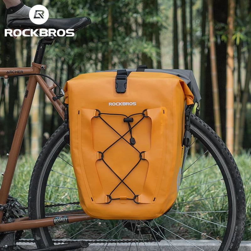 ROCKBROS Bike Carrier Bag 25L Big Capacity Rainproof Cycling Luggage Pannier Bag Adjustable Durable Travel Trunk Bag