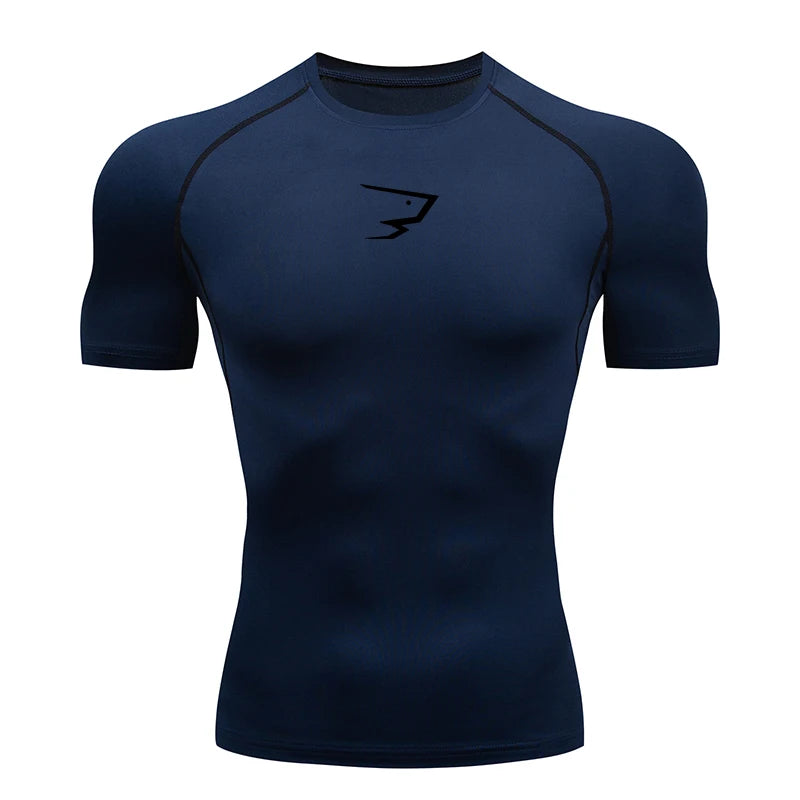 Men Short Sleeve Compression T-Shirt Running Gym Fitness Sport Tees Male Jogging Athletic Sport Tops