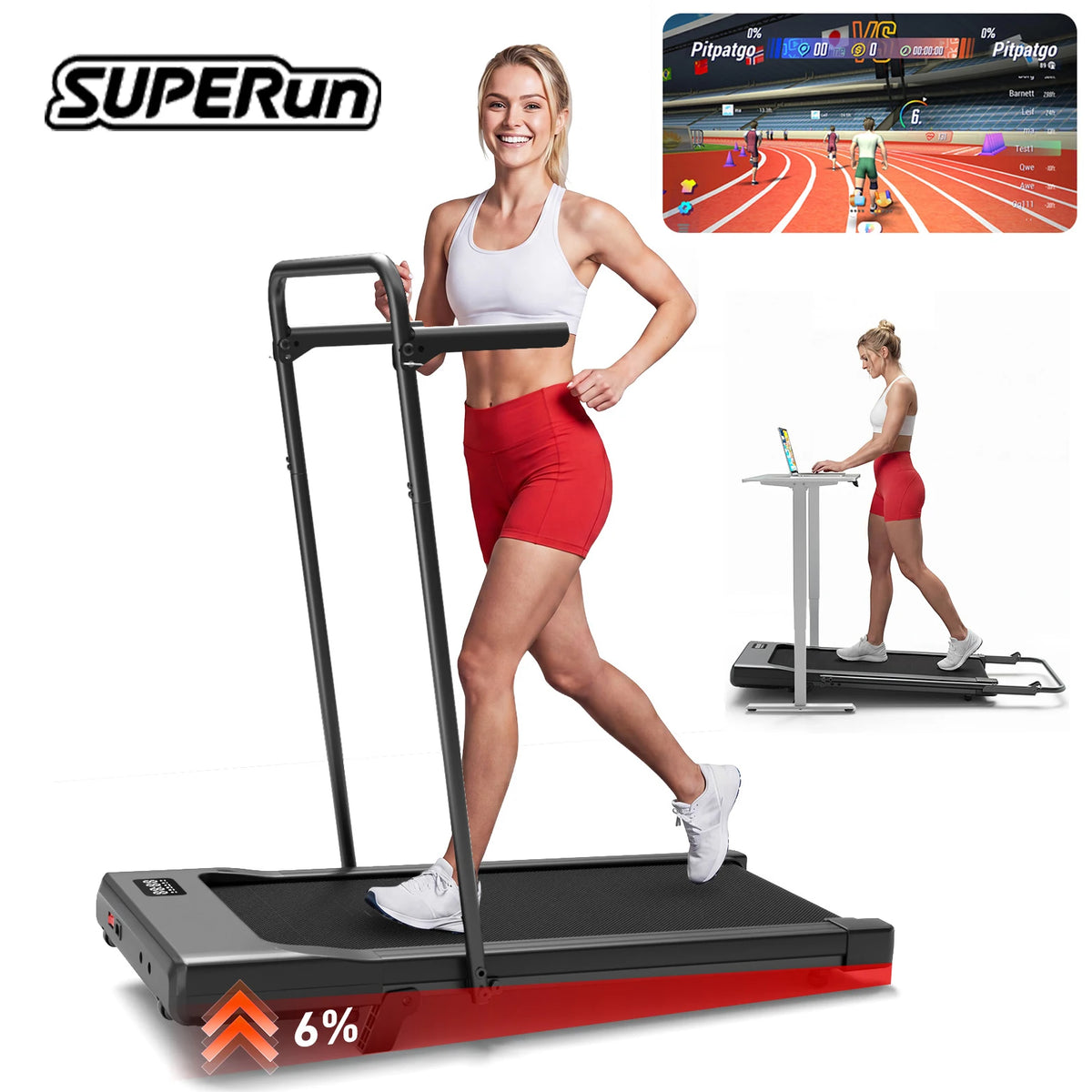 Superun Folding Treadmill With Incline For Home Walking And Running