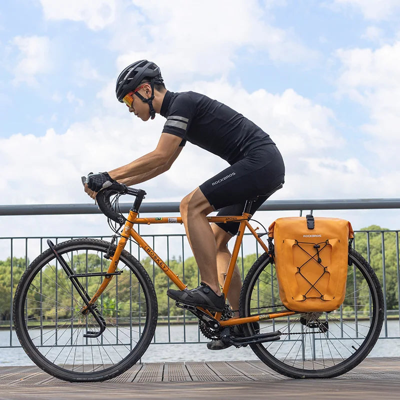ROCKBROS Bike Carrier Bag 25L Big Capacity Rainproof Cycling Luggage Pannier Bag Adjustable Durable Travel Trunk Bag