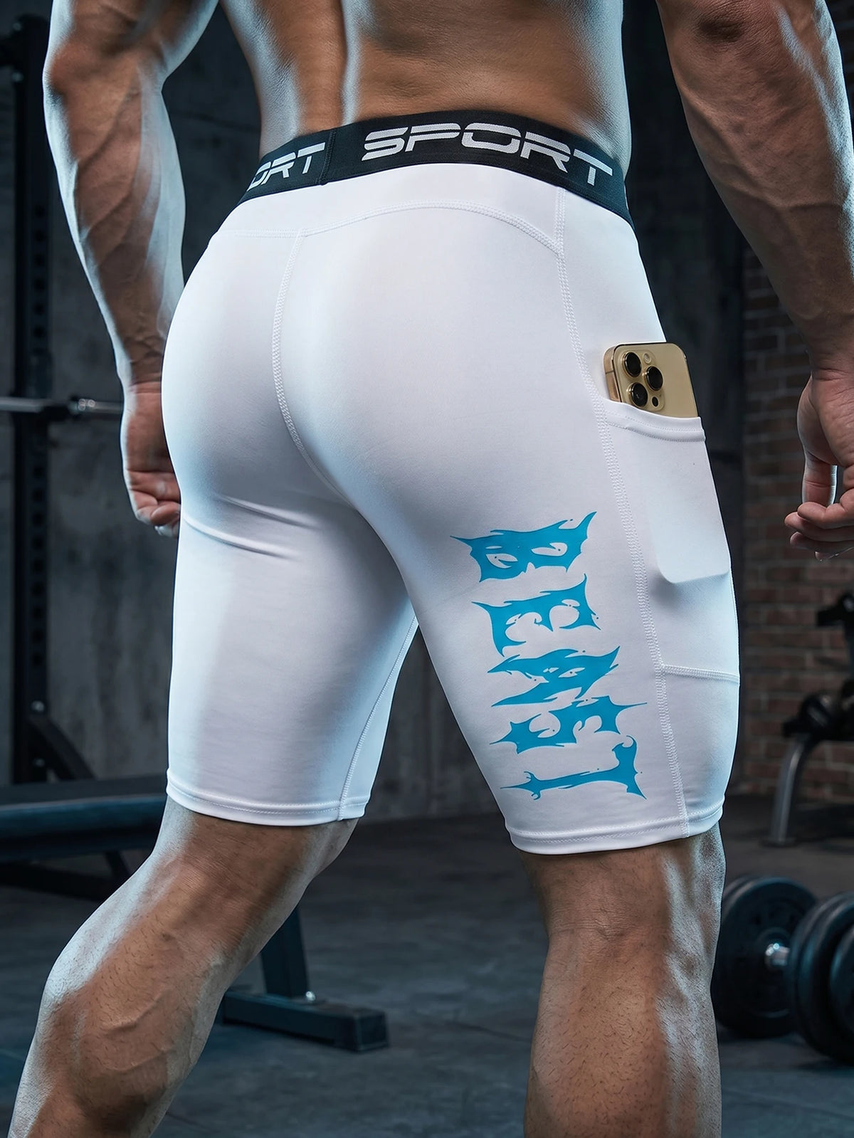 6-Pack Men's Sports Compression Shorts with Phone Pocket—Breathable, Quick-Dry, and Form-Fitting. Ideal for Workouts and Everyday Wear