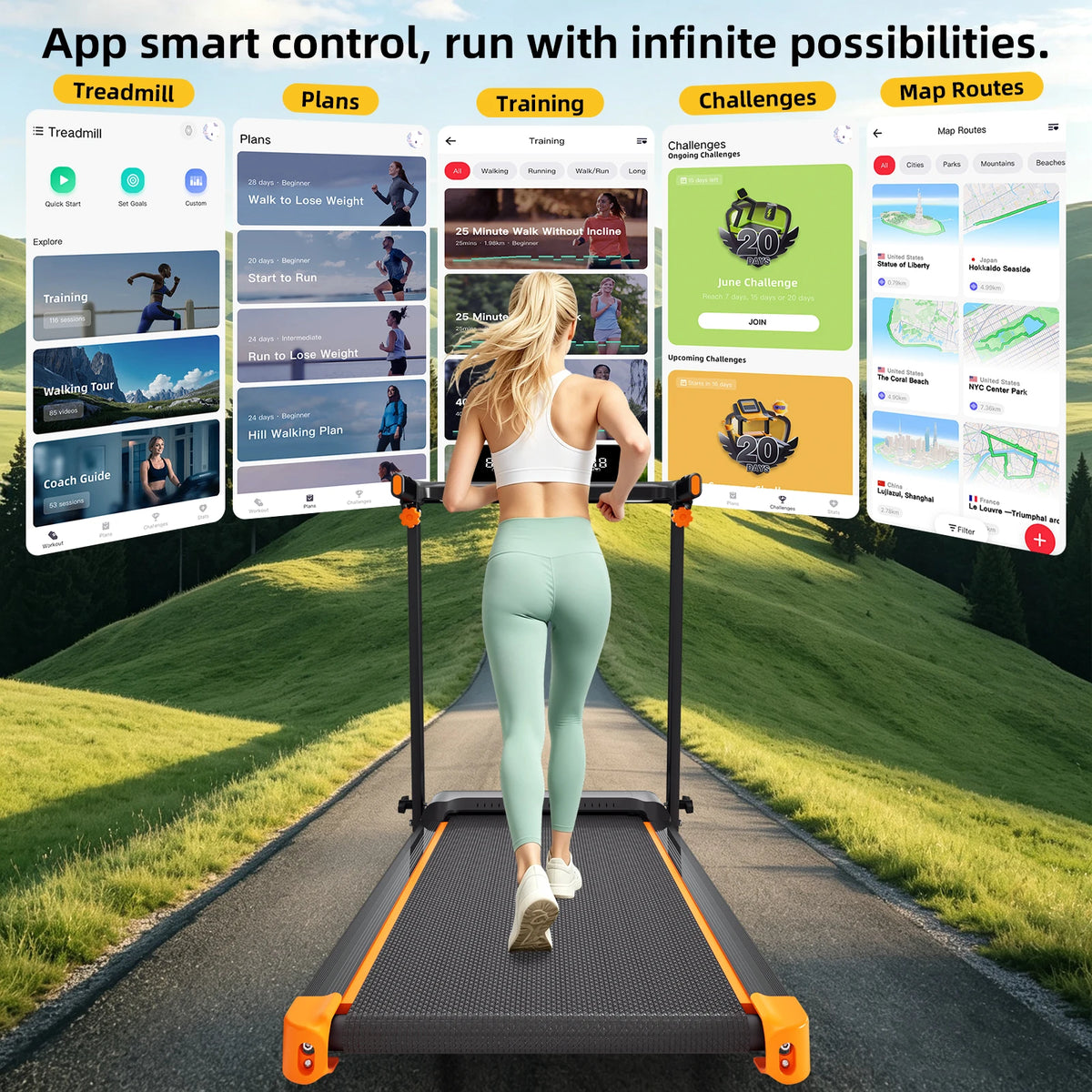 Foldable Walking Pad Treadmill With Incline And Bluetooth Connection