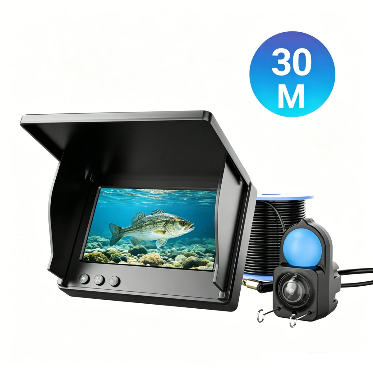 Underwater Fishing Camera HD 1080P 4.3" Monitor Fish Finder with 15M 30M Cable Night Vision for Ice Lake Fishing