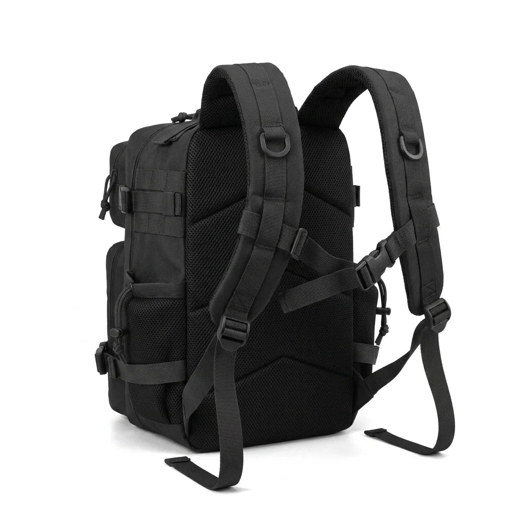26L Men's Fishing Rucksack with MOLLE System & Double Cup Holders, Tactical Outdoor Hiking Backpack for Kayak Bass Trout River Fishing, Travel Camping Tackle Gear Storage Bag, Survival Kit