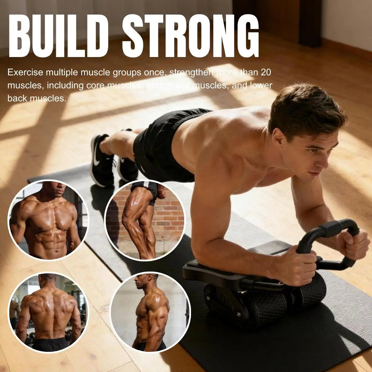 Ab Wheel Roller With Elbow Support And Knee Mat For Core Workout