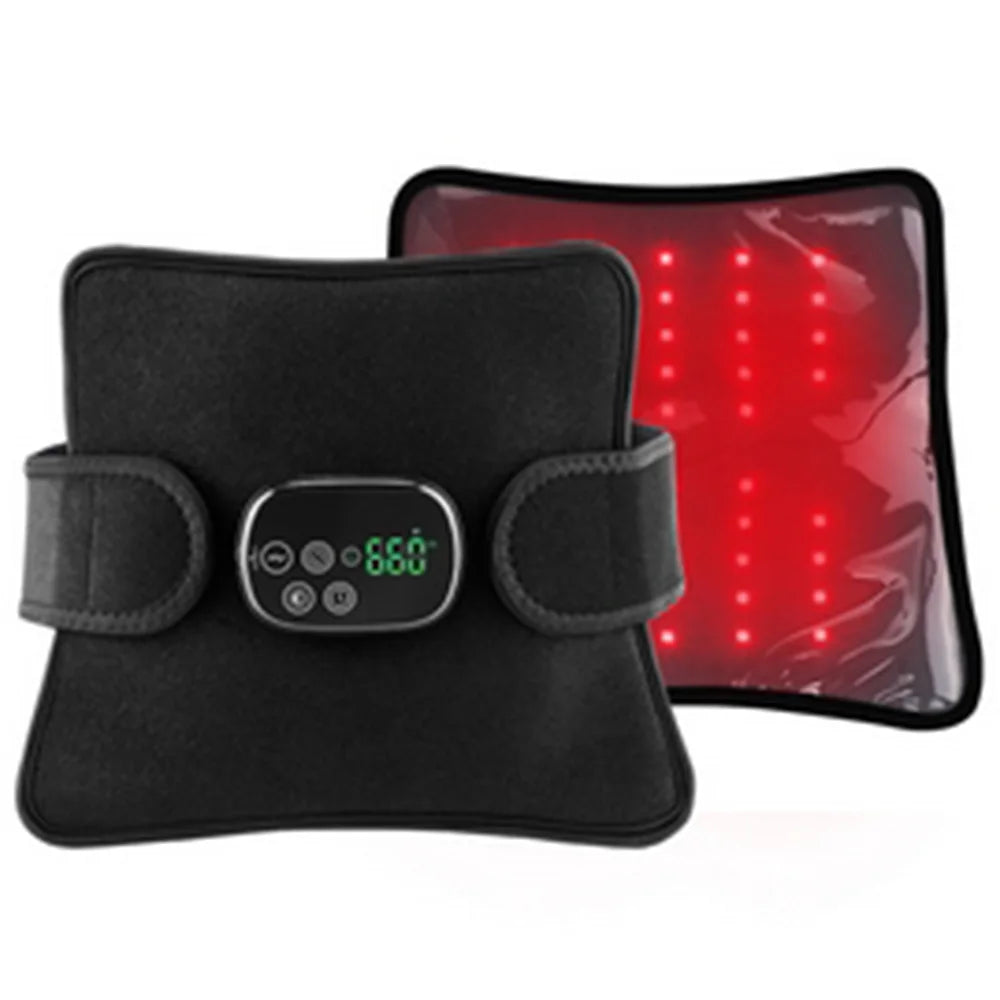 Cordless Red Light Therapy Belt with 2 Long Straps, Rechargable Heat & Vibration Waist Massage for Back Shoulder Waist Muscle Pain Relief
