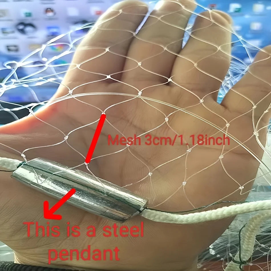 American Style Easy-Throw Fishing Cast Net, Durable Nylon Blend White Fishing Equipment, Handmade Sturdy Easy to Learn for Saltwater Freshwater All Fish Species, Christmas/Easter/Father's Day Gifts