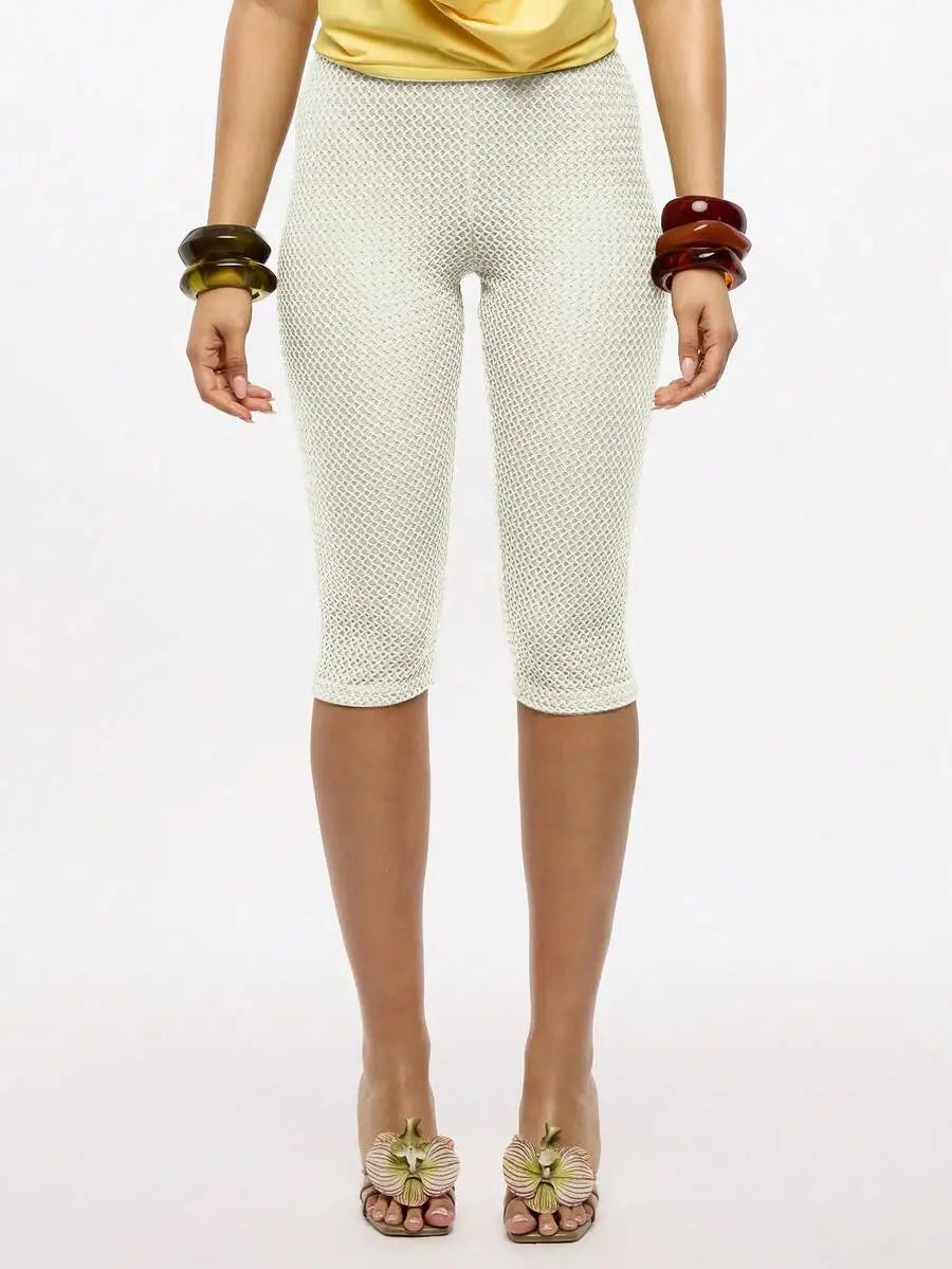 Women Textured Jersey Capri Leggings For Yoga And Fitness