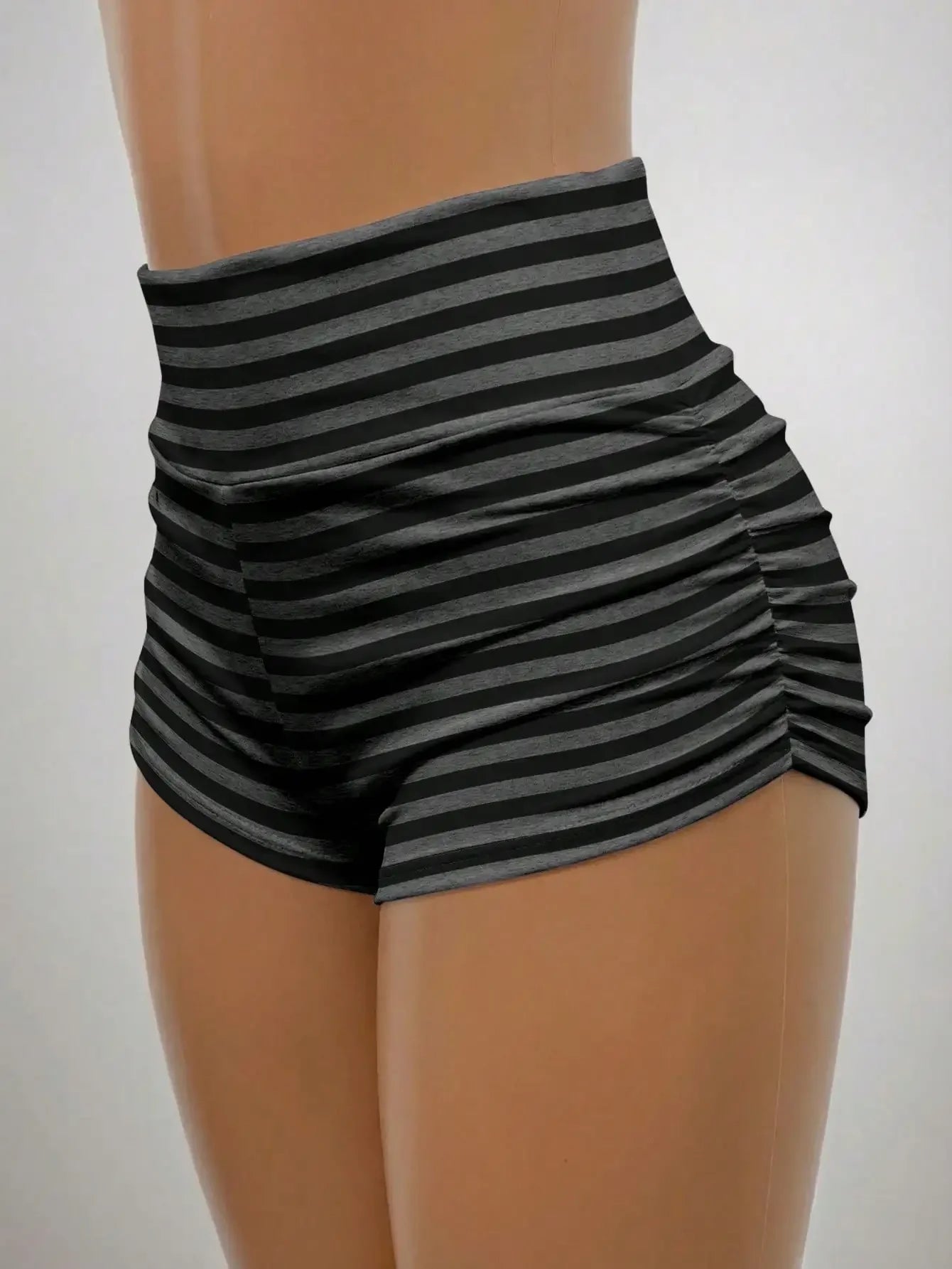 Women's Striped Retro Cycling Shorts Waist-Cinching Athleisure