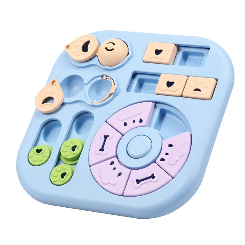 Rotating Dog Puzzle Toy, Interactive Treat Dispensing Slow Feeder with Non-Slip Base, IQ Mental Enrichment Pet Brain Game for Small Medium Large Dogs, Boredom Relief