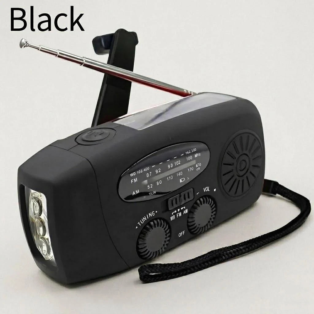 Solar Hand Crank Radio Portable Emergency Weather Alert Device with 2000mAh Power Bank and LED Flashlight Ideal for Home Blackout Severe Weather Camping Hurricane Preparedness Survival Gear NOAA FM AM and Outdoor Safety