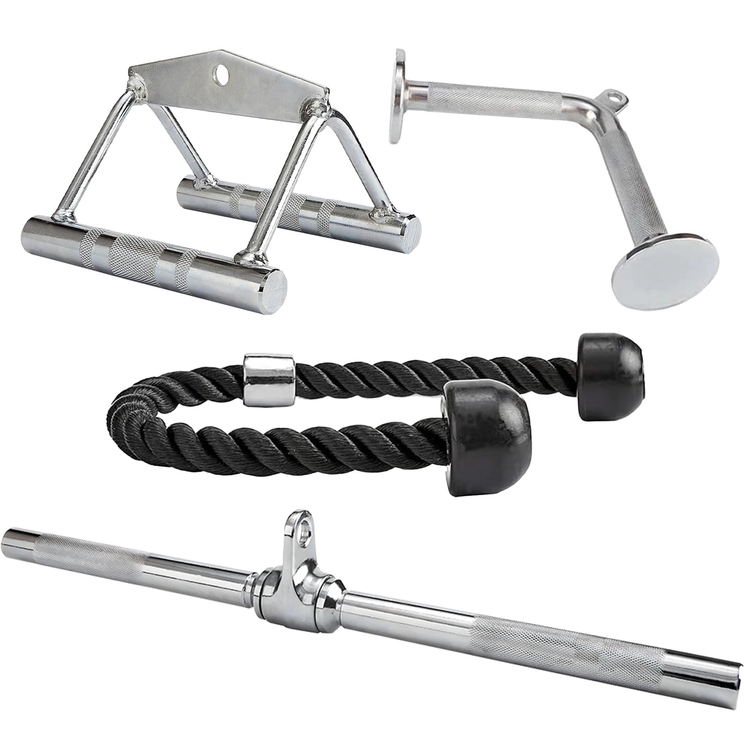 Tricep Press Down And Lat Pulldown Attachments With V Handle Rotating Bar