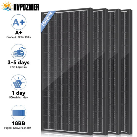 RVPOZWER 100W Solar Panels A+ N-Type Monocrystalline Solar Cell Household Outdoor Camping 23.2% High-Efficiency PV Power
