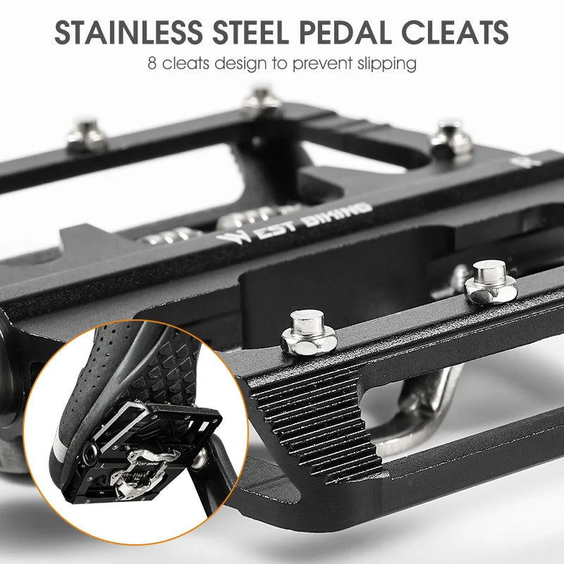 Two In One Self Locking Flat Platform Pedals For SPD Bikes With DU Bearing