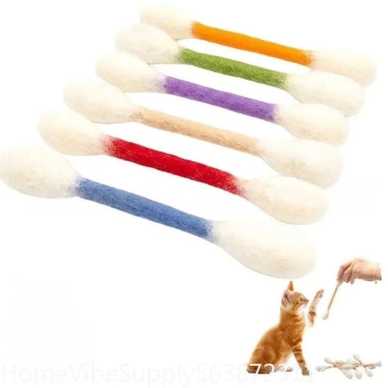 6 Pack Creative Giant Cotton Swab Shaped Catnip Toy Durable Kitten Biting Grinding Rope Stick Pet Teeth Cleaning Chewing Toy For Indoor Cats And Kittens