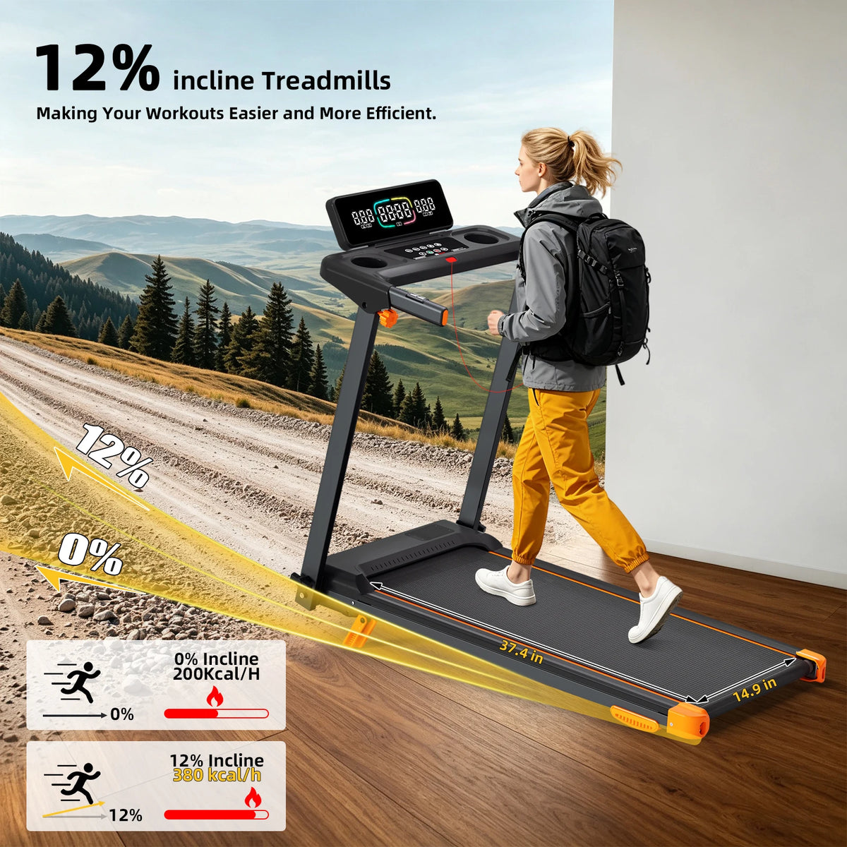 Foldable Walking Pad Treadmill With Incline And Bluetooth Connection