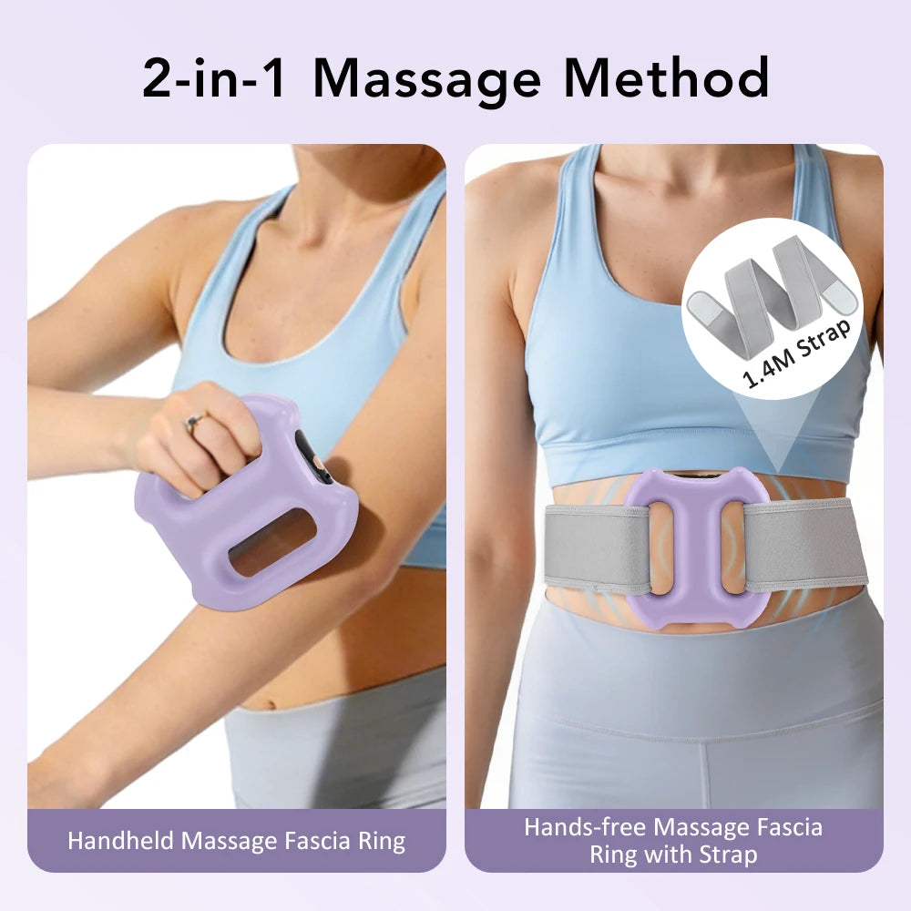 Double Ring Fascia Massager with Dual-Ring Resonance, 5-Speed Vibration and 3 Smart Modes, Hands-Free Wearable Belt for Muscle Recovery, Post-Workout Relaxation, Home Gym Office Travel, USB Rechargeable, Portable Fitness Gift