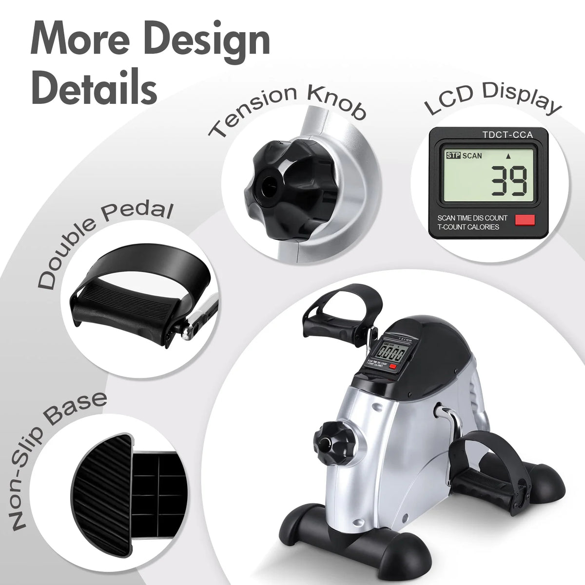 Motorized Under Desk Pedal Exerciser Bike With LCD Display