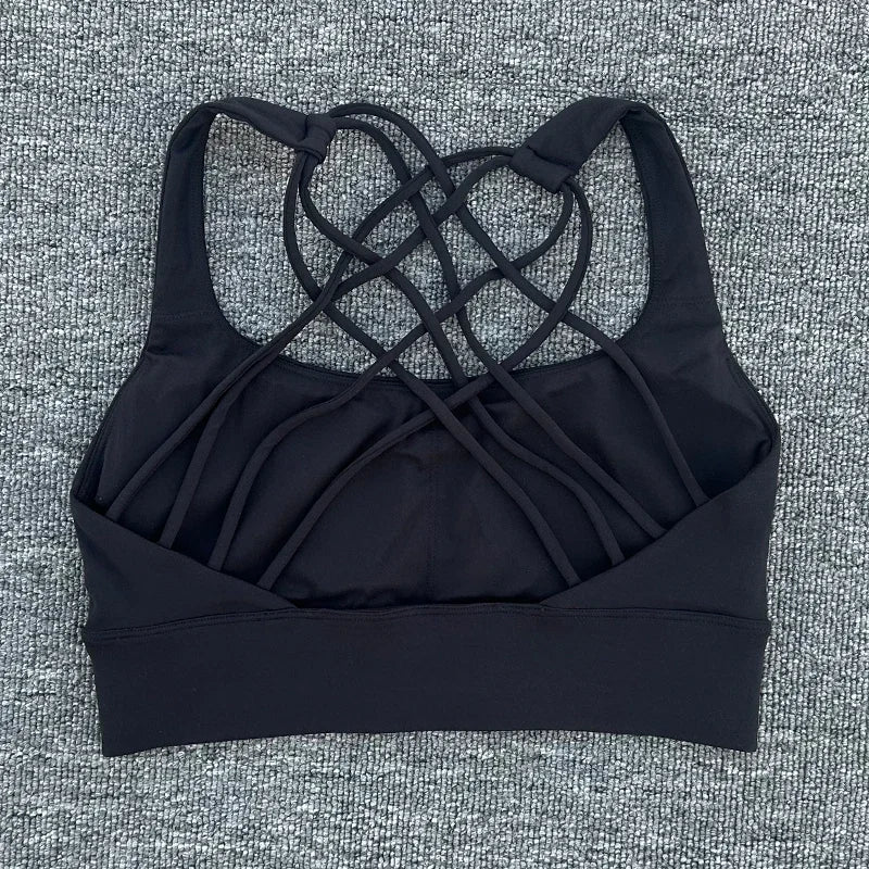 New Women Sports Bra Push Up Cross Back Shockproof Running Gym Training Workout Yoga Underwear Crop Tops