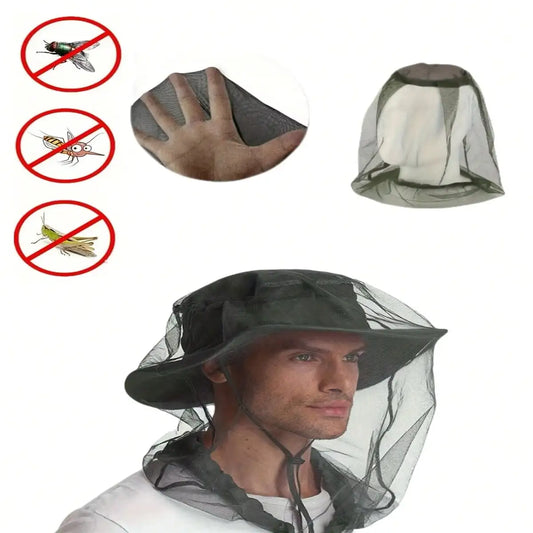 2PC Outdoor Camping and Hiking, Insect and Mosquito Control, Head Protection, Net, Outdoor Fishing, Night Fishing Hat