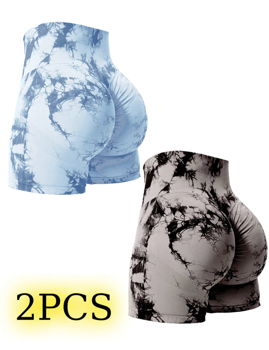 CHRLEISURE Tie Dye Butt Lifting Gym Shorts