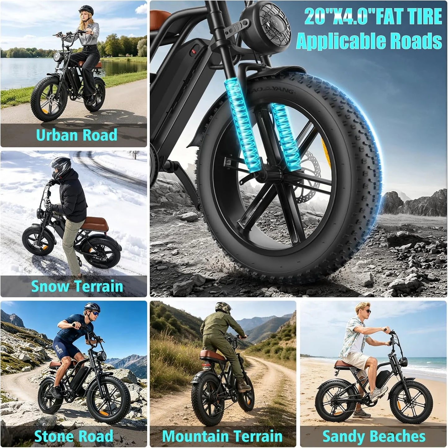 Electric Mountain E-Bike 1000W Brushless Motor Dual Suspension 48V Battery