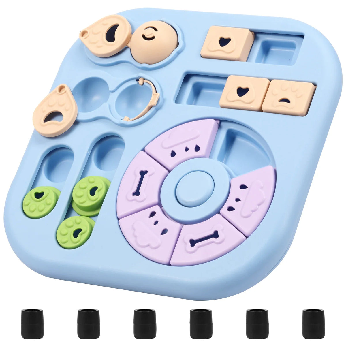 Rotating Dog Puzzle Toy, Interactive Treat Dispensing Slow Feeder with Non-Slip Base, IQ Mental Enrichment Pet Brain Game for Small Medium Large Dogs, Boredom Relief