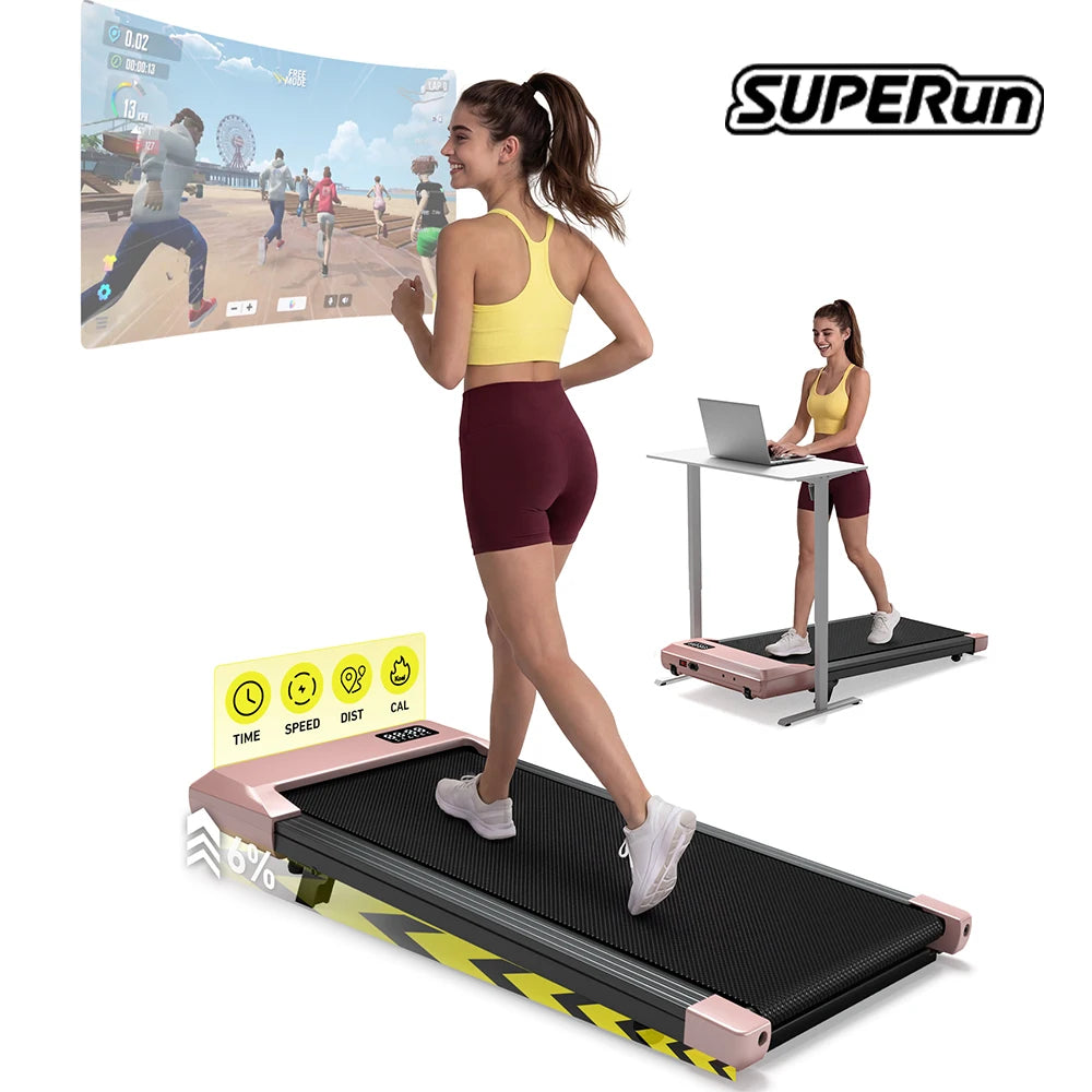 Superun Portable Under Desk Walking Pad Mini Treadmill With LCD Screen